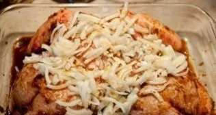 Peel the onion, cut into half rings and crush it a little to release the juice. Sprinkle the chicken with onions and leave to marinate fo...