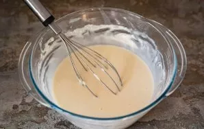 And beat everything with a whisk until a homogeneous dough is obtained. The consistency of the dough should be not liquid, but not too th...