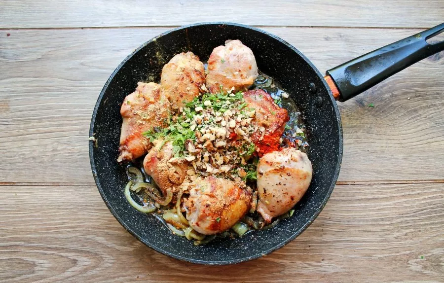 Salt everything, add all the spices and mix.