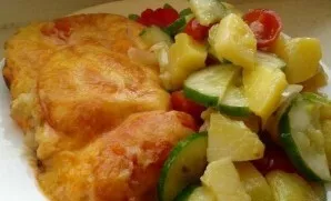 The finished dish is best served with potatoes and vegetable salad. Delicious!