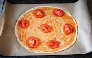 Roll out the dough with a thin layer in the form of a circle, the diameter of my circle is 36 cm. It is very convenient to transfer the r...