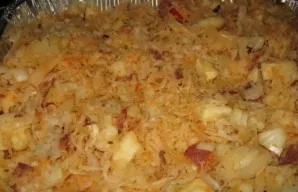 Also add spices, mix everything again and transfer to a heat-resistant form.