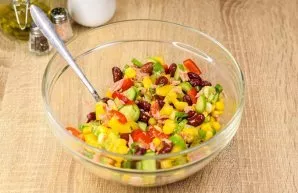 Mix everything and serve the salad.