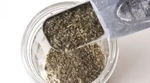 Bake puff pastries with sausage and cheese for about 15 minutes. In this time you can make a fragrant mixture. Mix spices, herbs, salt an...