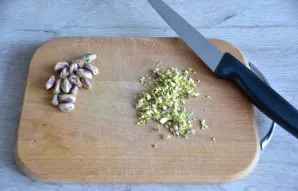While the bees are baking, chop the pistachios.
