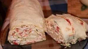 I cut the lavash into portions and serve it. Very tasty and simple.