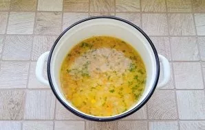 Soup with millet and corn is ready.