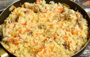Simmer the pilaf for 15 minutes over medium heat, be sure to cover the pan with a lid. Then turn off the fire and let the plov stand for ...