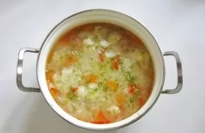 Add chopped dill or parsley to the prepared soup.