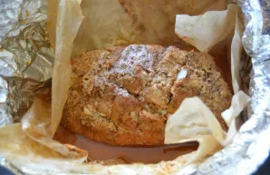 After an hour and a half of baking, remove the ham, open the foil and baking paper, pour over the resulting broth and bake for another 30...