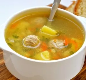 The soup is ready. Serve with fresh herbs. Delicious!