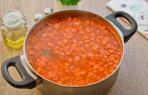 Transfer the contents from the pan to the pot, add the prepared barley and bring to a boil. Taste it and, if necessary, add salt and pepp...