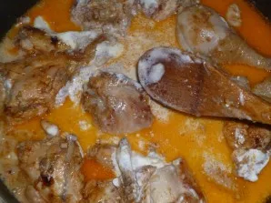 Add water until 3/4 of the chicken is covered. Add salt.