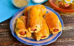 Sausages in dough are ready!