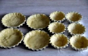 Prepare molds, grease them with butter and lightly sprinkle with flour, shake off excess flour. Divide the dough into molds, put it in th...