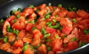 Stir and simmer for 10 minutes. Now you can put dry chili peppers.