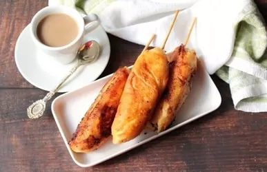 Sausages with cheese in dough
